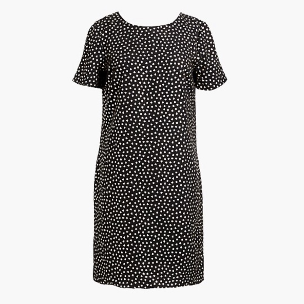J Crew Factory Shift Dress in Gold Heart Print Sz 12 - Picture 2 of 11